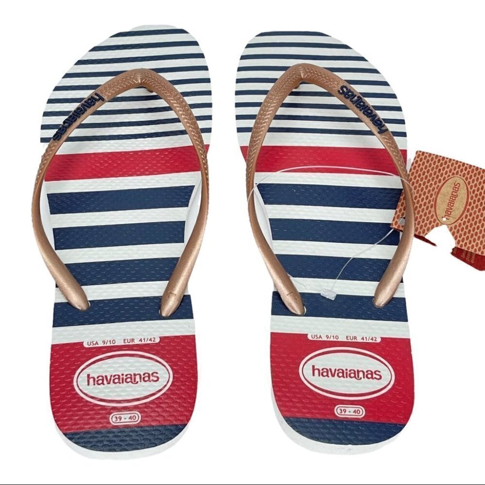 Havaianas Slim Nautica White Rose Gold Womens Thong Sandals - Picture 5 of 9